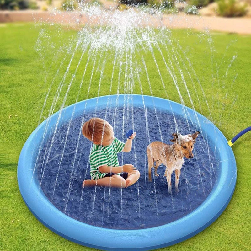 170*170cm Pet Sprinkler Pad Play Cooling Mat Swimming Pool Inflatable Water Spray Pad Mat Tub Summer Cool Dog Bathtub for Dogs - Merit Sell
