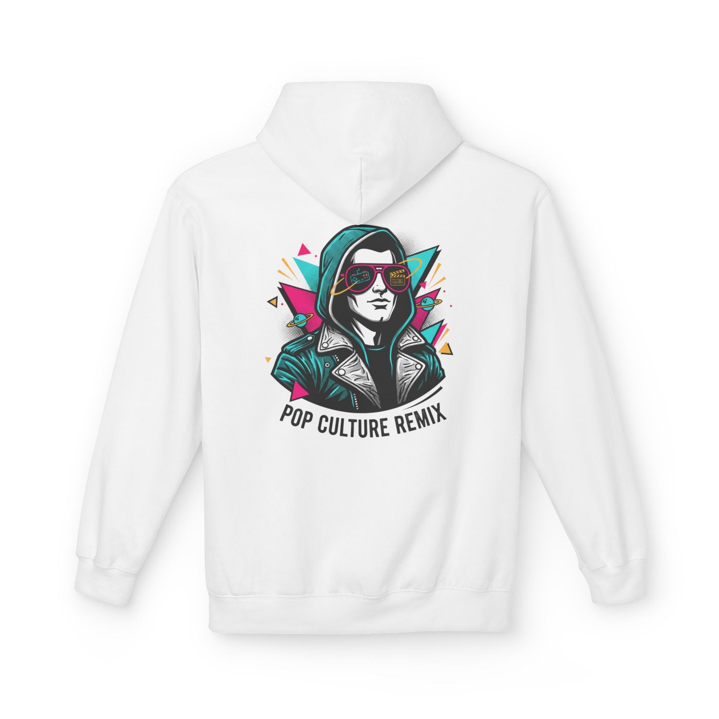 Pop Culture Remix Hoodie - Retro Neon Graphic Pullover