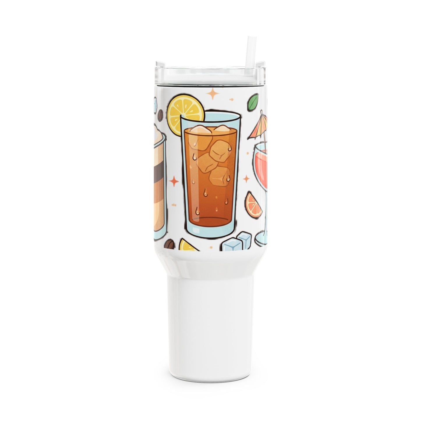 40oz Beverage Tumbler — Illustrated Iced Tea & Coffee Drinks Travel Mug - Merit Sell