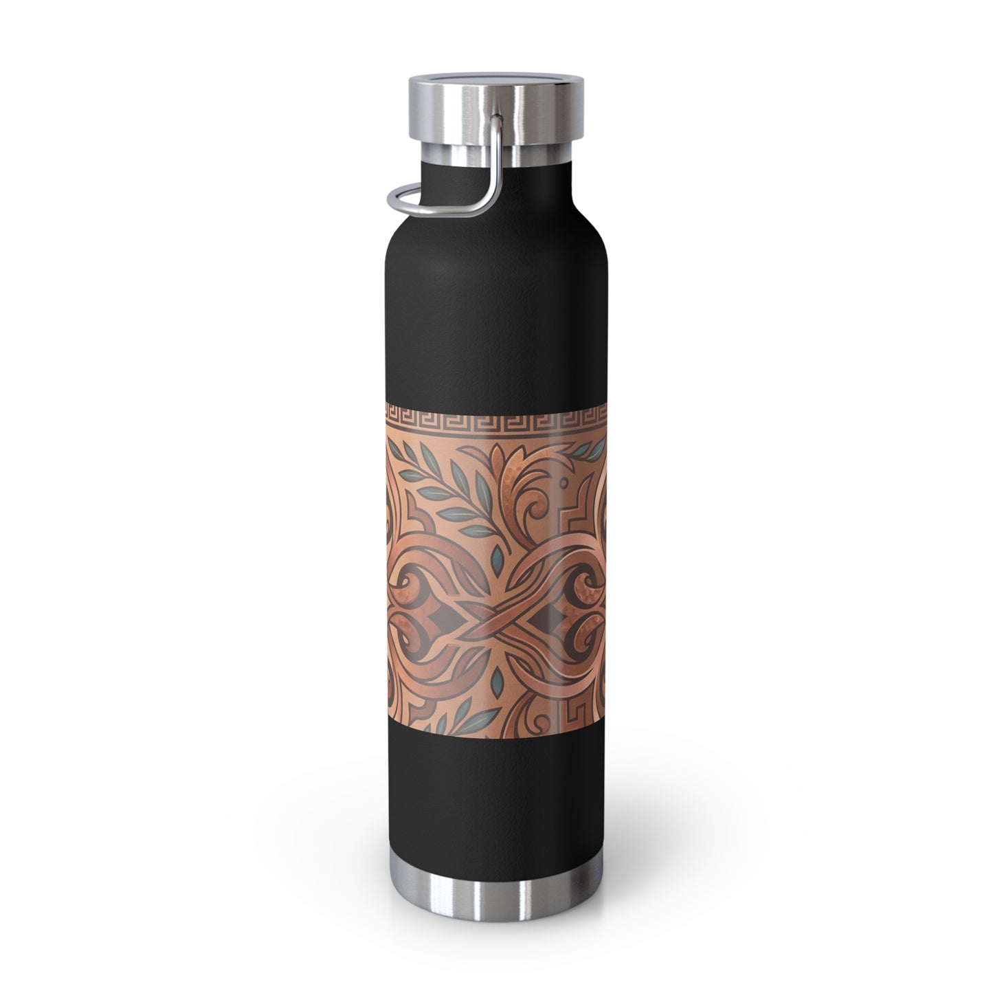 22oz Copper Pattern Vacuum Bottle – Insulated Water Flask with Ornate Tribal Design