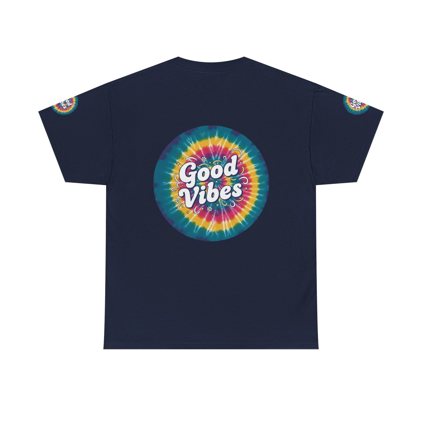 Good Vibes Tie-Dye Tee — Retro Rainbow Graphic T-Shirt