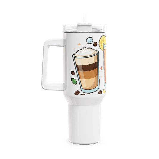 40oz Beverage Tumbler — Illustrated Iced Tea & Coffee Drinks Travel Mug - Merit Sell