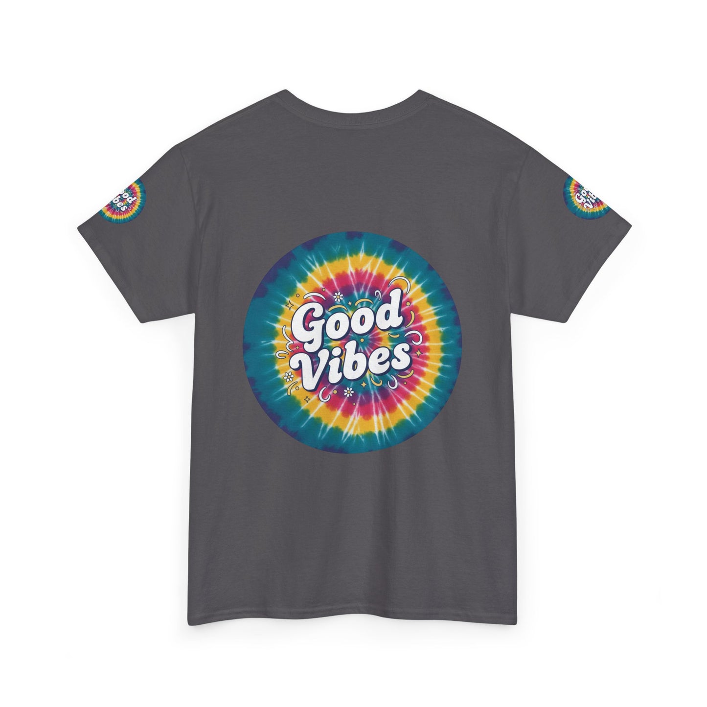 Good Vibes Tie-Dye Tee — Retro Rainbow Graphic T-Shirt