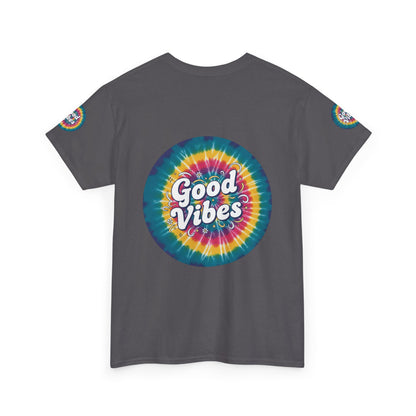 Good Vibes Tie-Dye Tee — Retro Rainbow Graphic T-Shirt