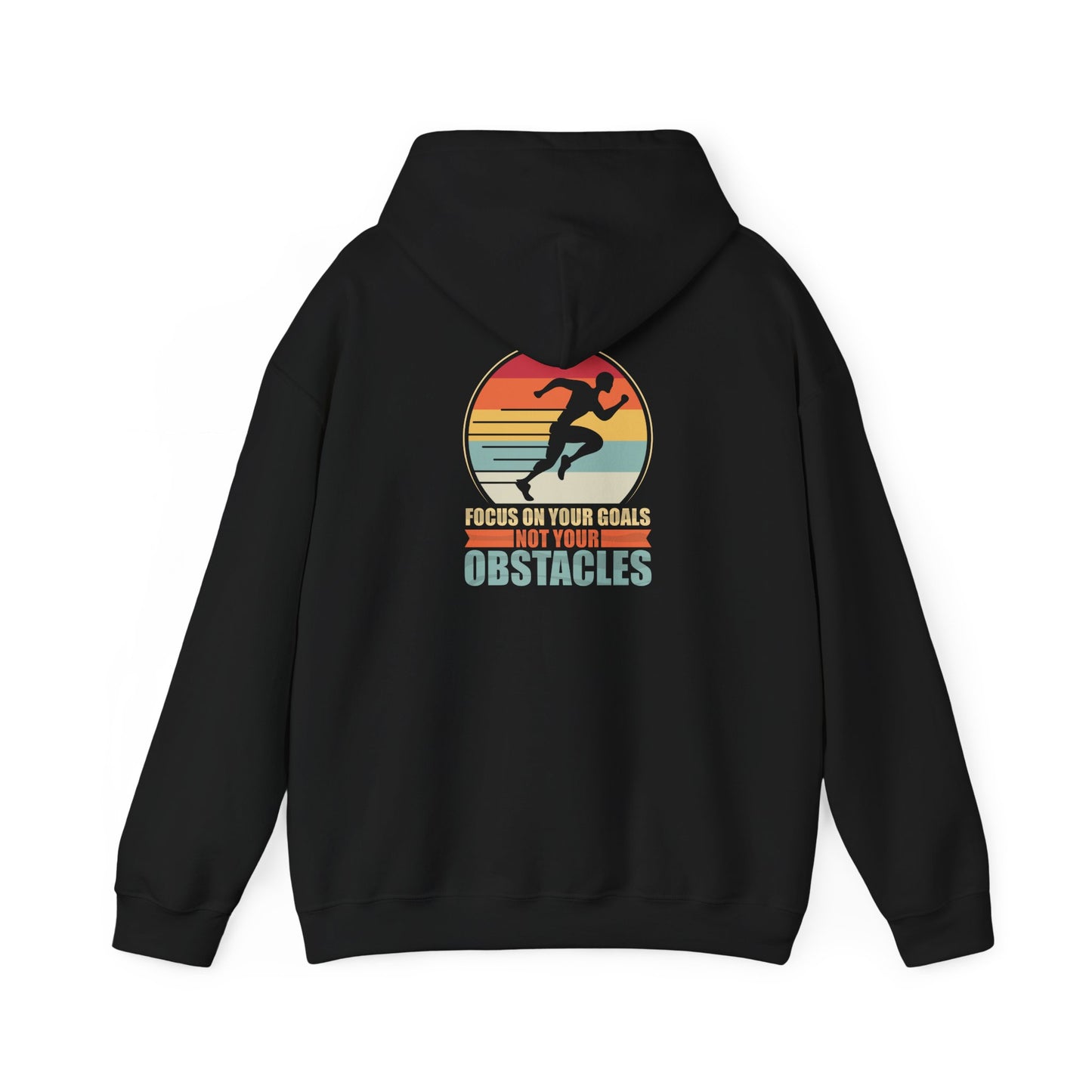 Motivational Hoodie — "Focus On Your Goals Not Your Obstacles" Retro Runner - Merit Sell