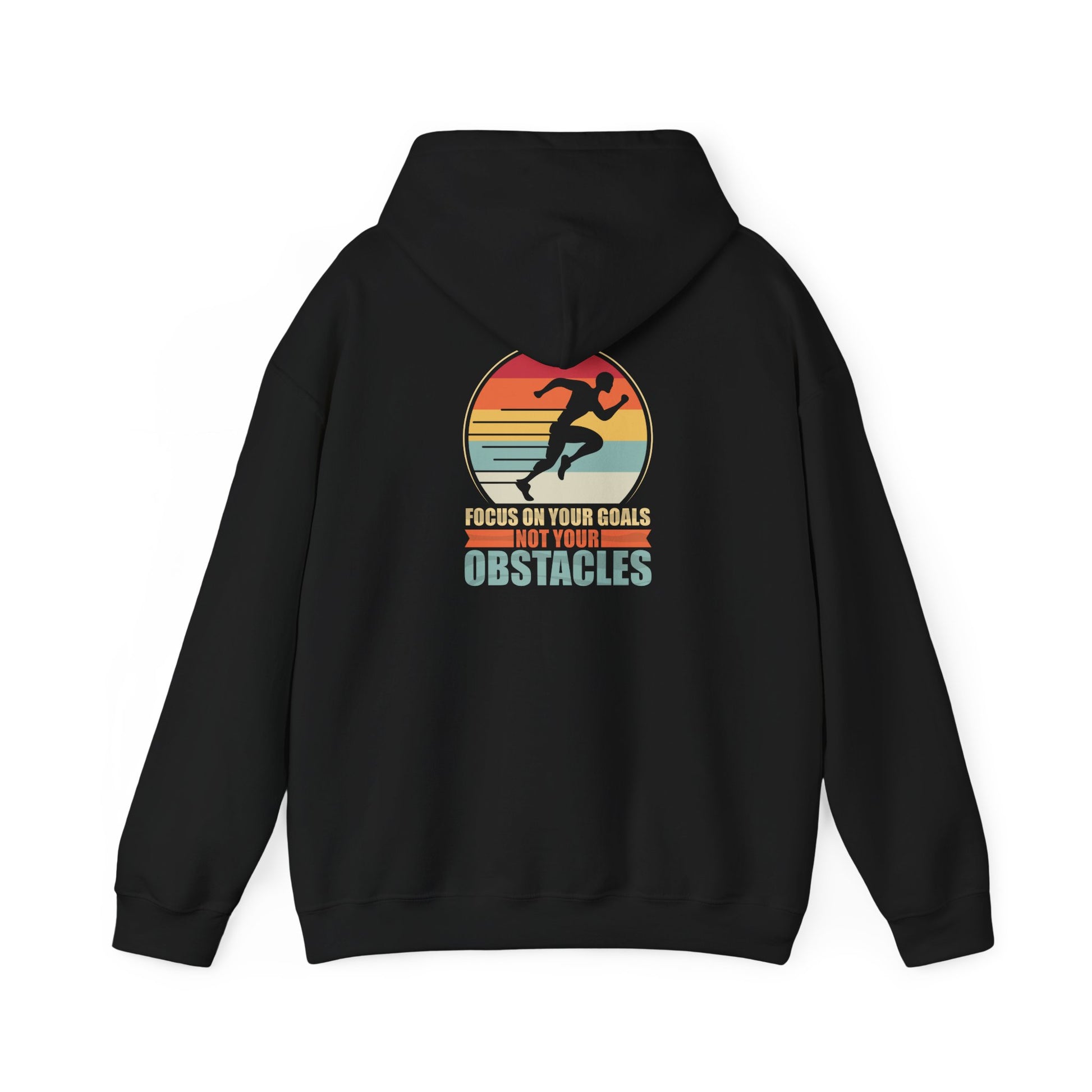 Motivational Hoodie — "Focus On Your Goals Not Your Obstacles" Retro Runner - Merit Sell