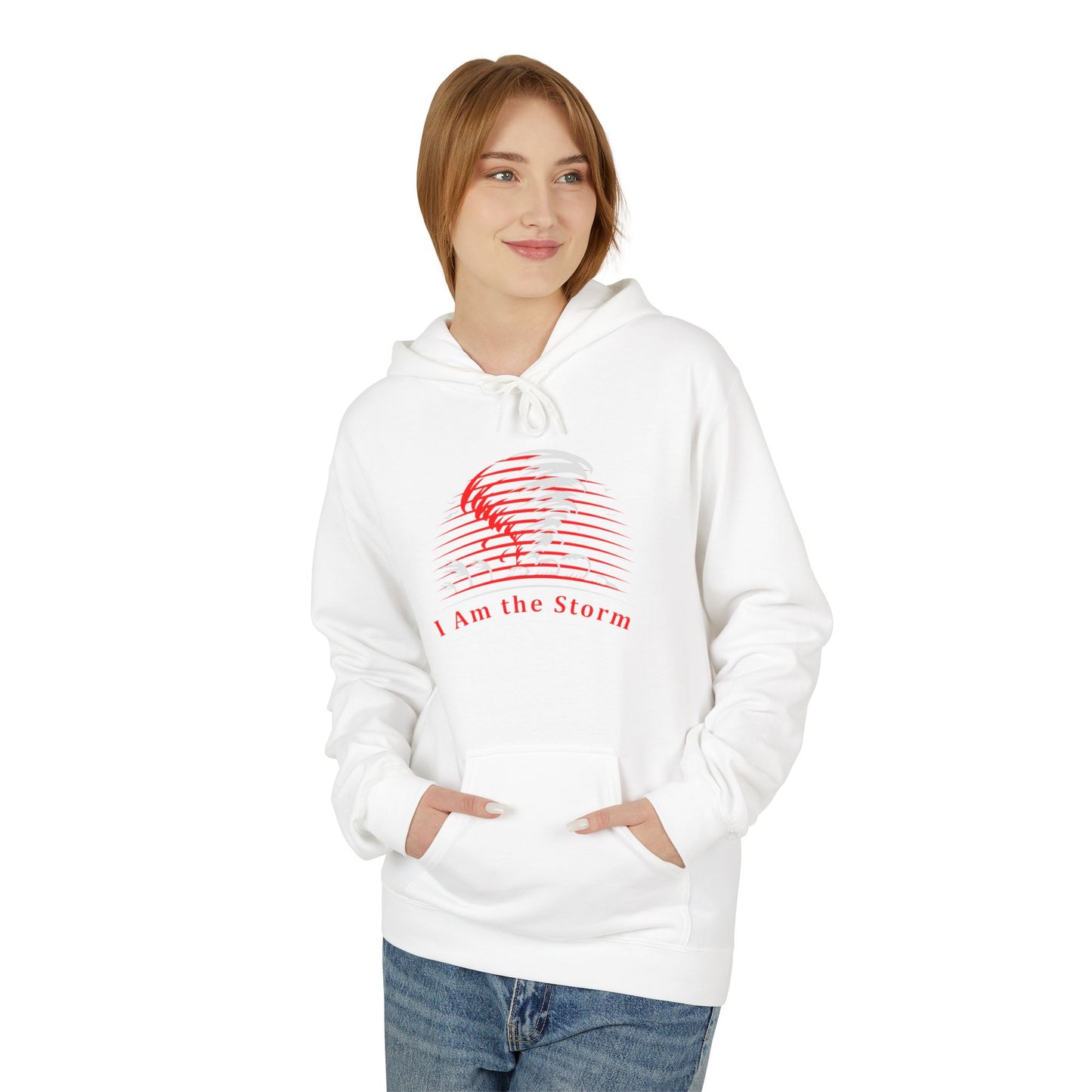 I Am the Storm Hoodie — Red Tornado Graphic Hoodie