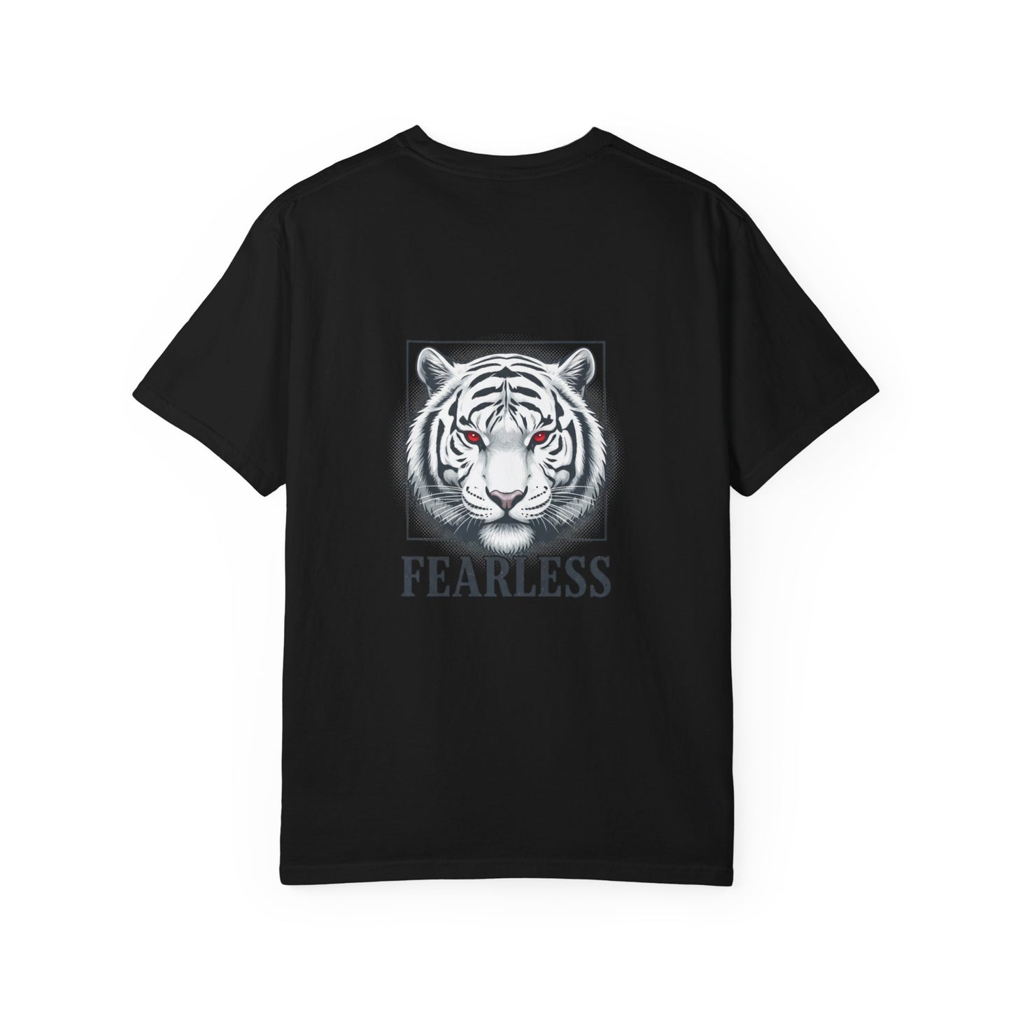 Fearless White Tiger T-Shirt — Bold Graphic Tee with 'FEARLESS' Text