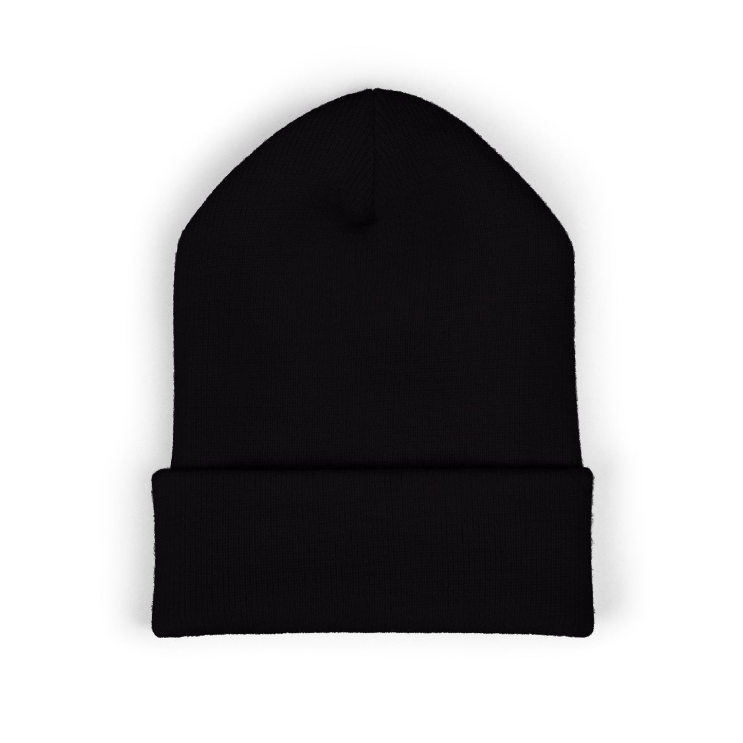 Classic Cuffed Beanie — Embroidered 'Never Stop' Blue Patch Winter Hat
