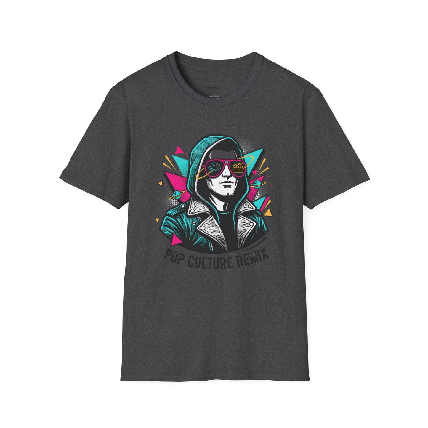 Pop Culture Remix T-Shirt — Retro Neon Hoodie Portrait Graphic Tee