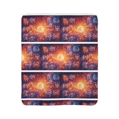 Zodiac Constellation Sherpa Blanket — Cosmic Astrology Fleece Throw