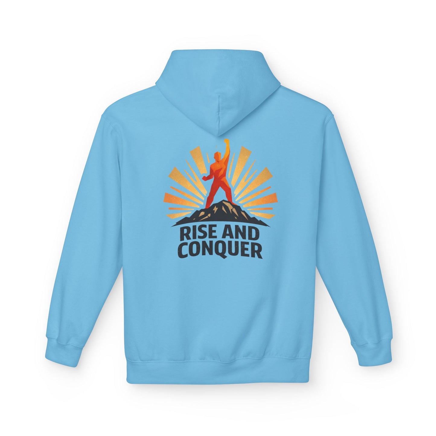 Rise and Conquer Hoodie - Motivational Sunrise Adventure Pullover