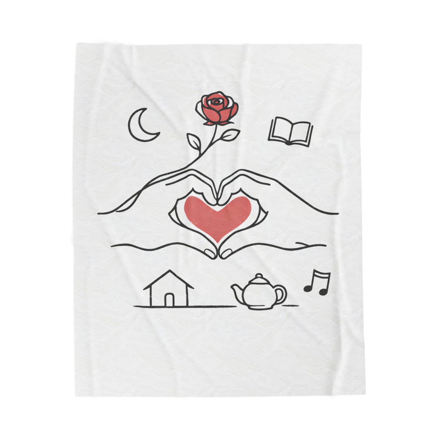 Plush Blanket — Cozy Heart & Home Illustration Velveteen Throw