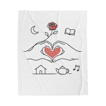 Plush Blanket — Cozy Heart & Home Illustration Velveteen Throw