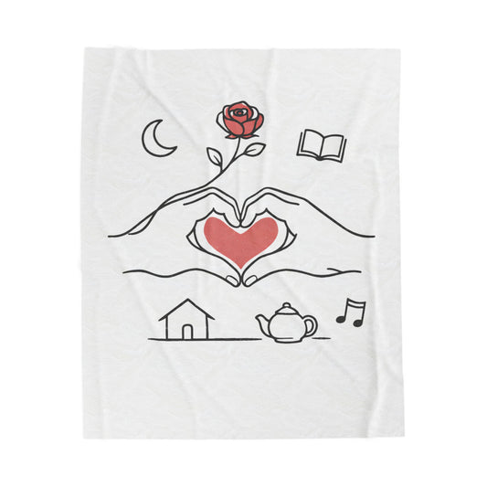 Plush Blanket — Cozy Heart & Home Illustration Velveteen Throw Merit Sell