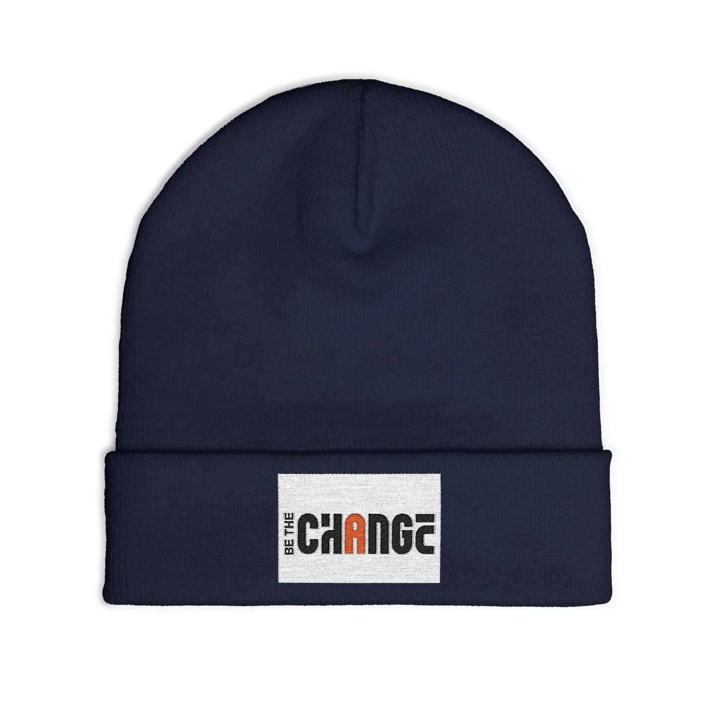 Embroidered 'Change' Knit Beanie — Minimalist Activist Winter Hat