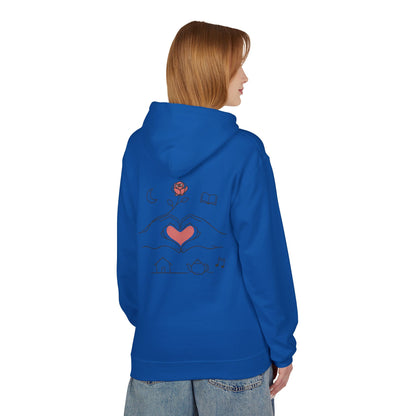 Cozy Heart & Rose Hoodie — Comfort, Home, Tea, Books Design