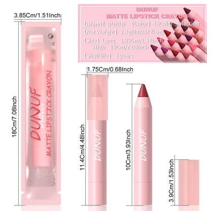 18-Colors Lipstick Pencil Waterproof Sexy Red Matte Contour Tint Lipstick Lasting Non-stick Cup Lipliner Pen Lip Makeup Cosmetic - Merit Sell