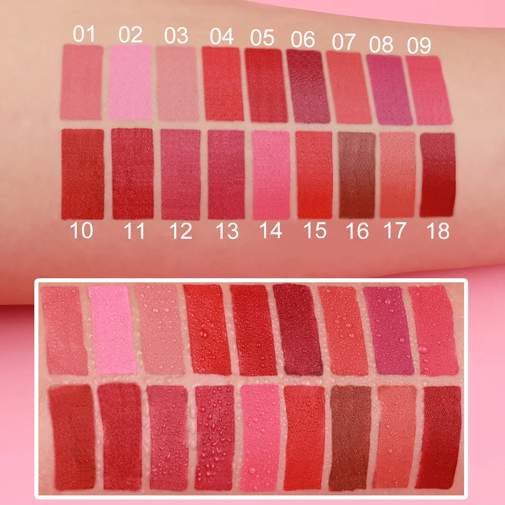 18-Colors Lipstick Pencil Waterproof Sexy Red Matte Contour Tint Lipstick Lasting Non-stick Cup Lipliner Pen Lip Makeup Cosmetic - Merit Sell