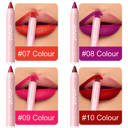 18-Colors Lipstick Pencil Waterproof Sexy Red Matte Contour Tint Lipstick Lasting Non-stick Cup Lipliner Pen Lip Makeup Cosmetic - Merit Sell