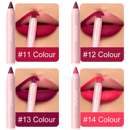 18-Colors Lipstick Pencil Waterproof Sexy Red Matte Contour Tint Lipstick Lasting Non-stick Cup Lipliner Pen Lip Makeup Cosmetic - Merit Sell