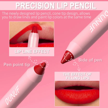 18-Colors Lipstick Pencil Waterproof Sexy Red Matte Contour Tint Lipstick Lasting Non-stick Cup Lipliner Pen Lip Makeup Cosmetic - Merit Sell