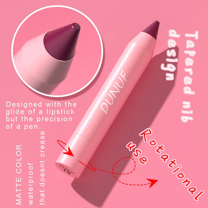 18-Colors Lipstick Pencil Waterproof Sexy Red Matte Contour Tint Lipstick Lasting Non-stick Cup Lipliner Pen Lip Makeup Cosmetic - Merit Sell
