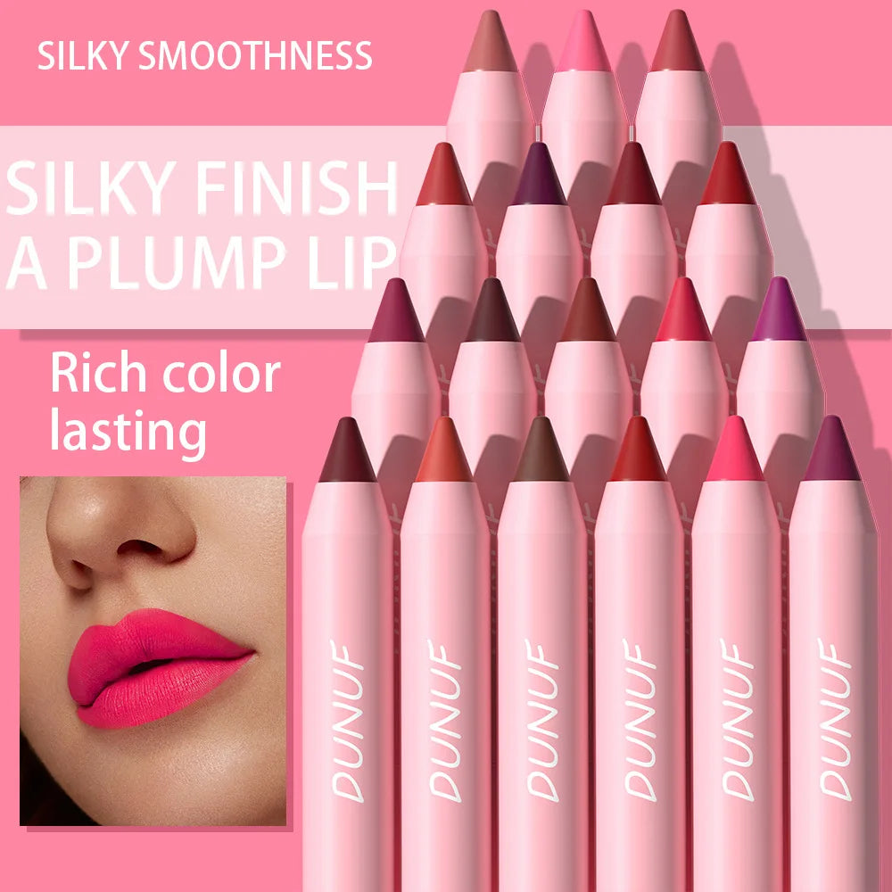 18-Colors Lipstick Pencil Waterproof Sexy Red Matte Contour Tint Lipstick Lasting Non-stick Cup Lipliner Pen Lip Makeup Cosmetic - Merit Sell