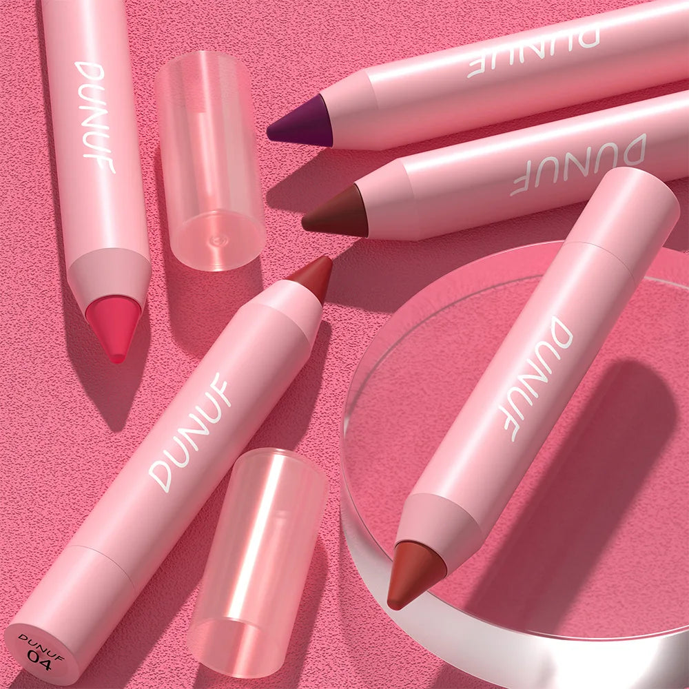 18-Colors Lipstick Pencil Waterproof Sexy Red Matte Contour Tint Lipstick Lasting Non-stick Cup Lipliner Pen Lip Makeup Cosmetic - Merit Sell