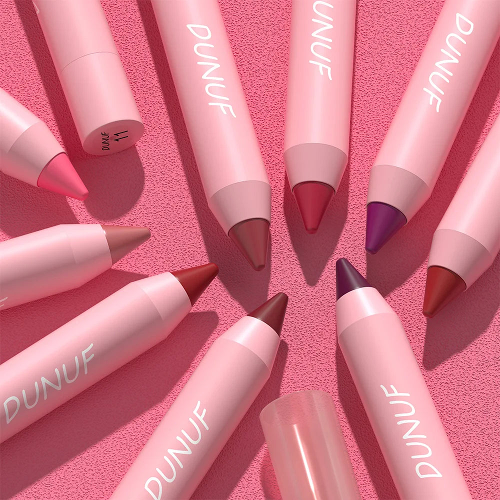 18-Colors Lipstick Pencil Waterproof Sexy Red Matte Contour Tint Lipstick Lasting Non-stick Cup Lipliner Pen Lip Makeup Cosmetic - Merit Sell