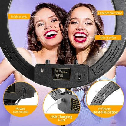 18 Inch 45cm Selfie RGB Ring Light with Tripod Usb Rechargeable LED Light, Dimmable, for Photo Studio - Merit Sell