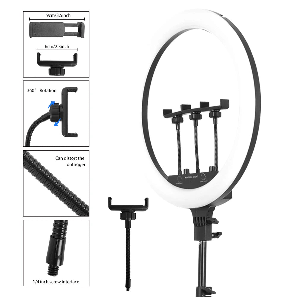 18 Inch 45cm Selfie RGB Ring Light with Tripod Usb Rechargeable LED Light, Dimmable, for Photo Studio - Merit Sell
