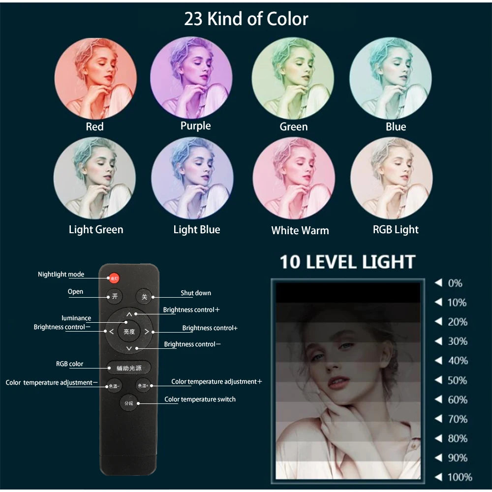 18 Inch 45cm Selfie RGB Ring Light with Tripod Usb Rechargeable LED Light, Dimmable, for Photo Studio - Merit Sell