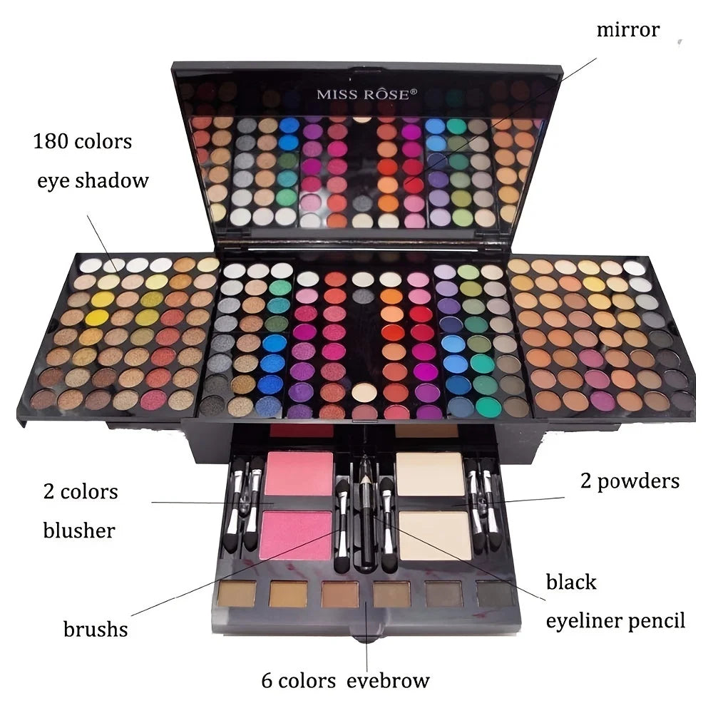 180 Color Piano Case Eye Shadow Powder Blusher Set Makeup Plate Multi-Function Makeup Box Gift Durable And Portable - Merit Sell