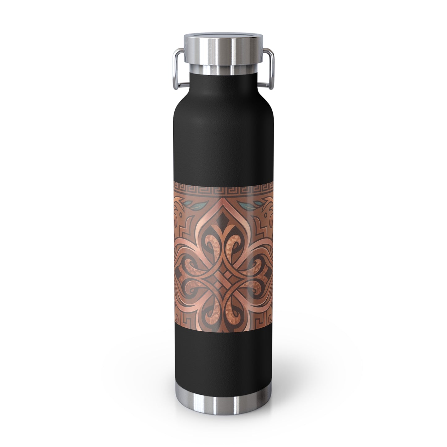 22oz Copper Pattern Vacuum Bottle – Insulated Water Flask with Ornate Tribal Design