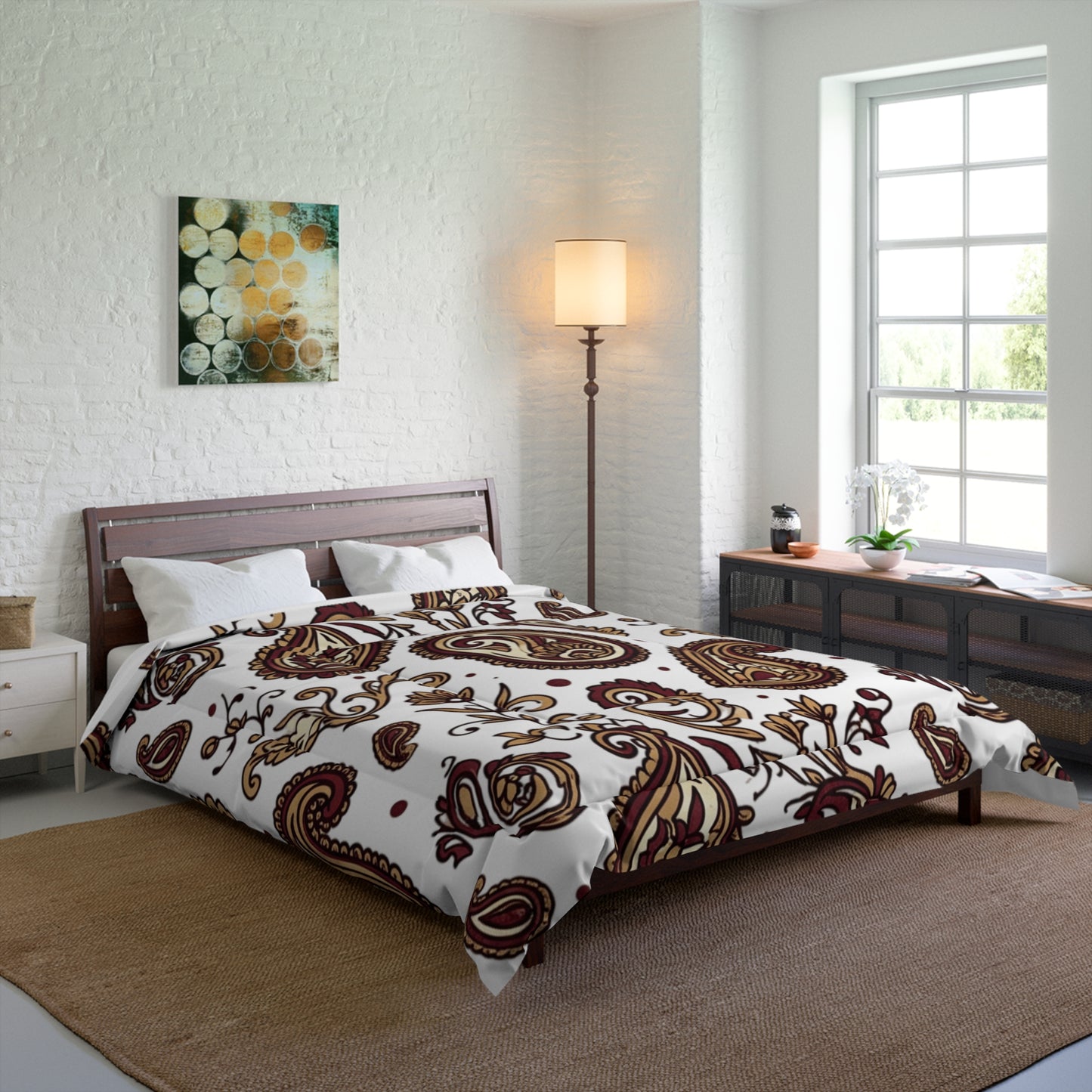 Brown Paisley Comforter — Vintage Floral Boho Bedding