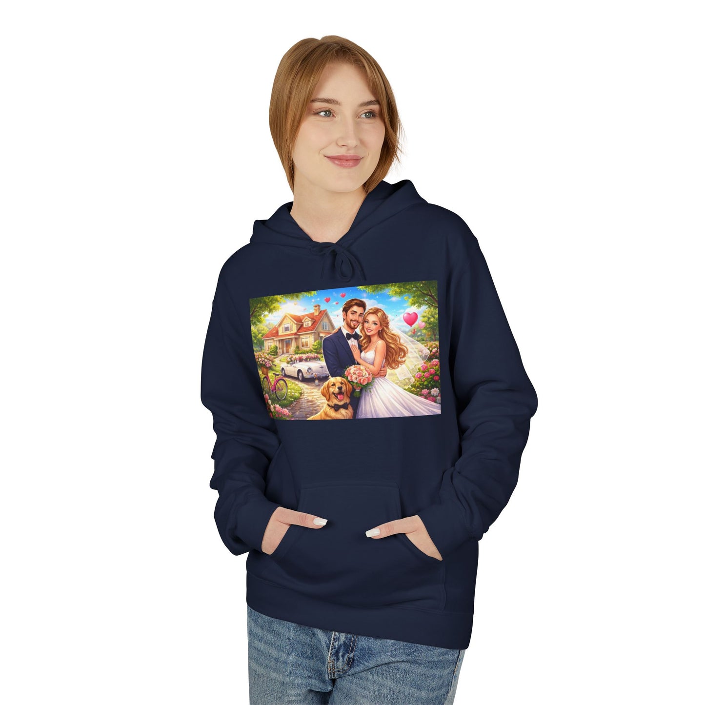 Wedding Couple Hoodie — Romantic Bride & Groom Portrait Pullover