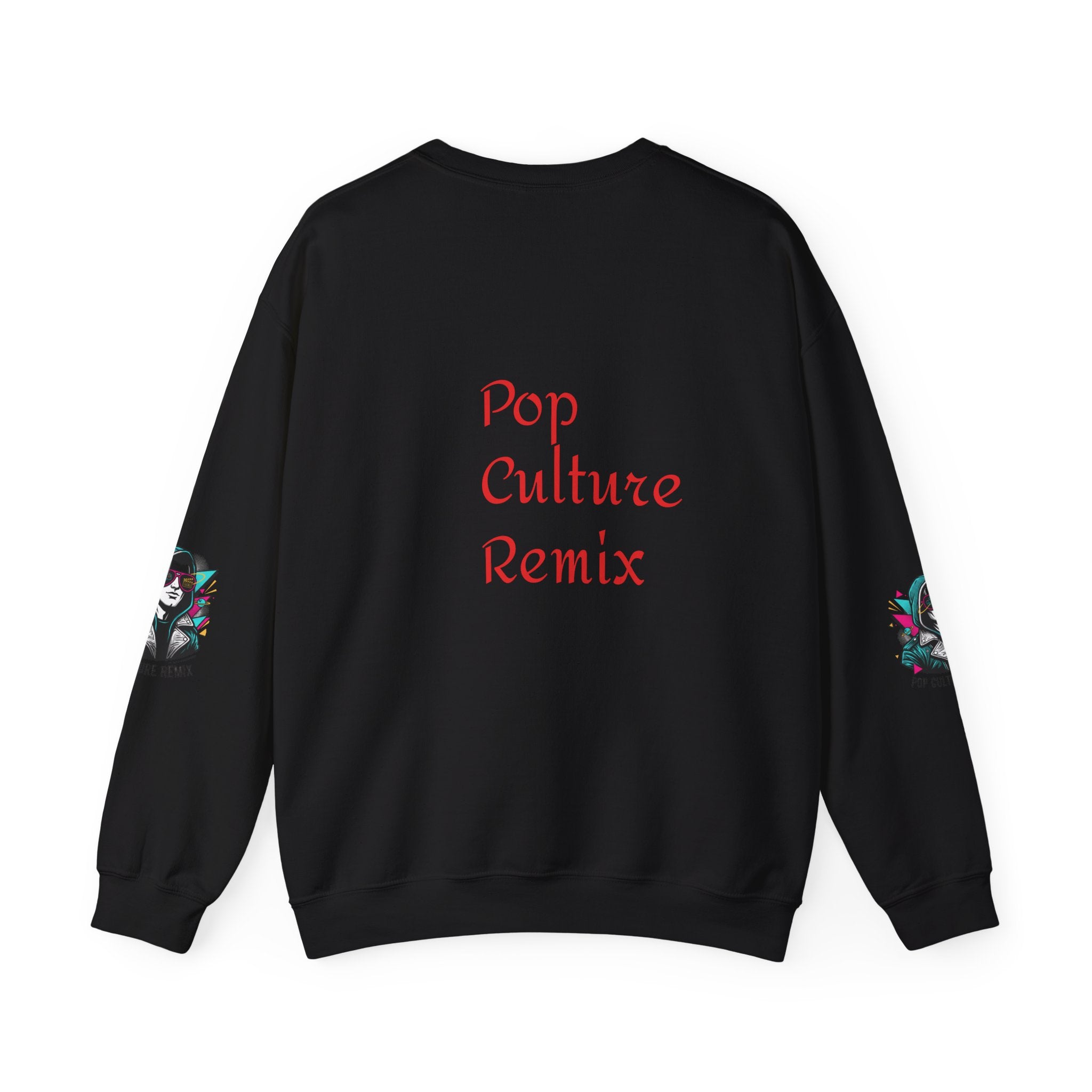 Pop Culture Remix Crewneck Sweatshirt — Retro Neon Hoodie Graphic