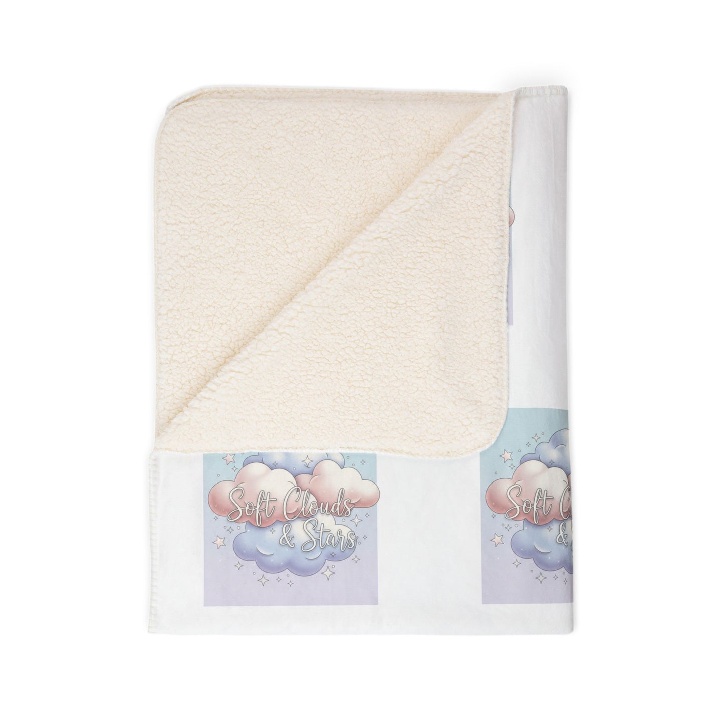 Pastel Cloud Pattern Sherpa Blanket — Cozy Fleece Throw for Nursery, Kids, and Relaxation