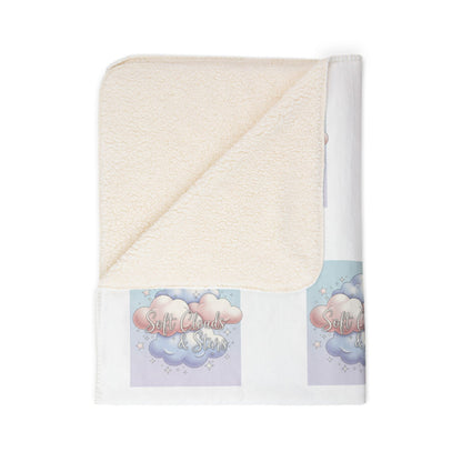 Pastel Cloud Pattern Sherpa Blanket — Cozy Fleece Throw for Nursery, Kids, and Relaxation