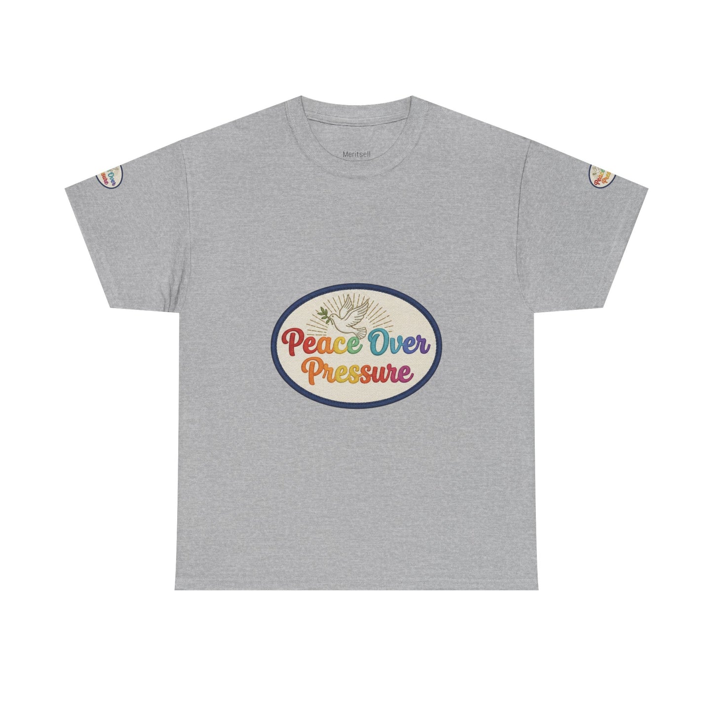 Peace Over Pressure T-Shirt — Retro Rainbow Dove Tee