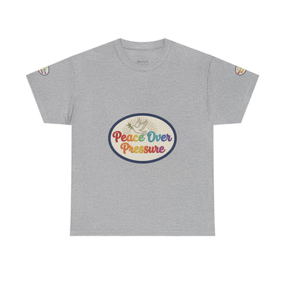 Peace Over Pressure T-Shirt — Retro Rainbow Dove Tee