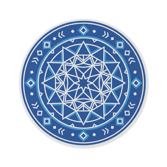 Blue Mandala Round Rug — Geometric Boho Accent Floor Mat Merit Sell
