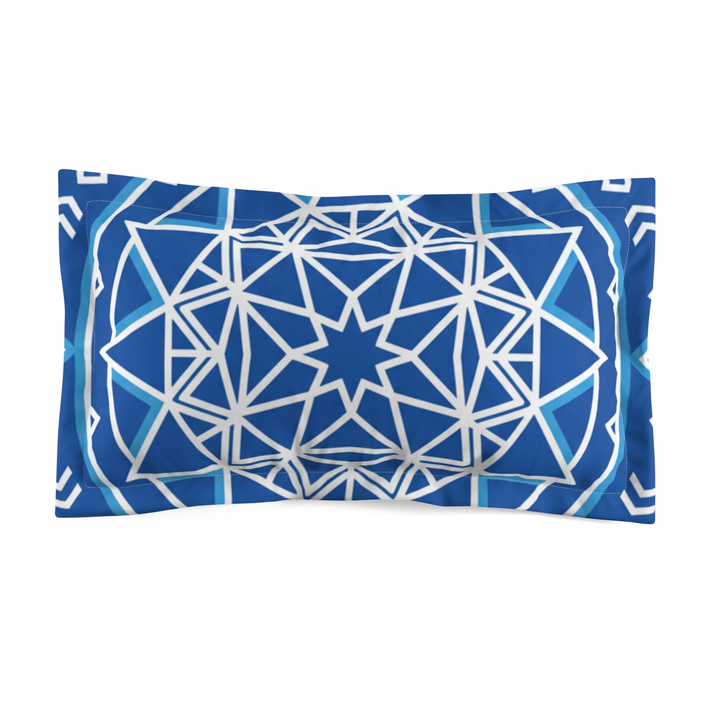 Geometric Star Blue Pillow Sham — Moroccan-Inspired Microfiber Throw Pillowcase