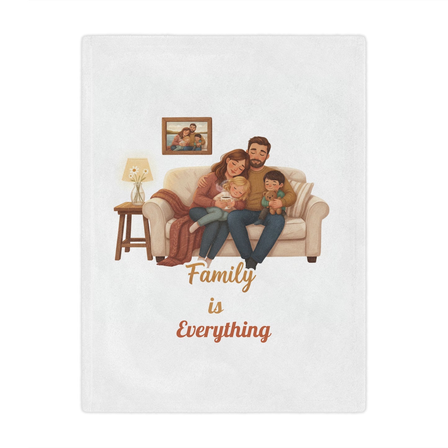 Family Cozy Minky Blanket — Personalized Illustrated Family Sofa Throw