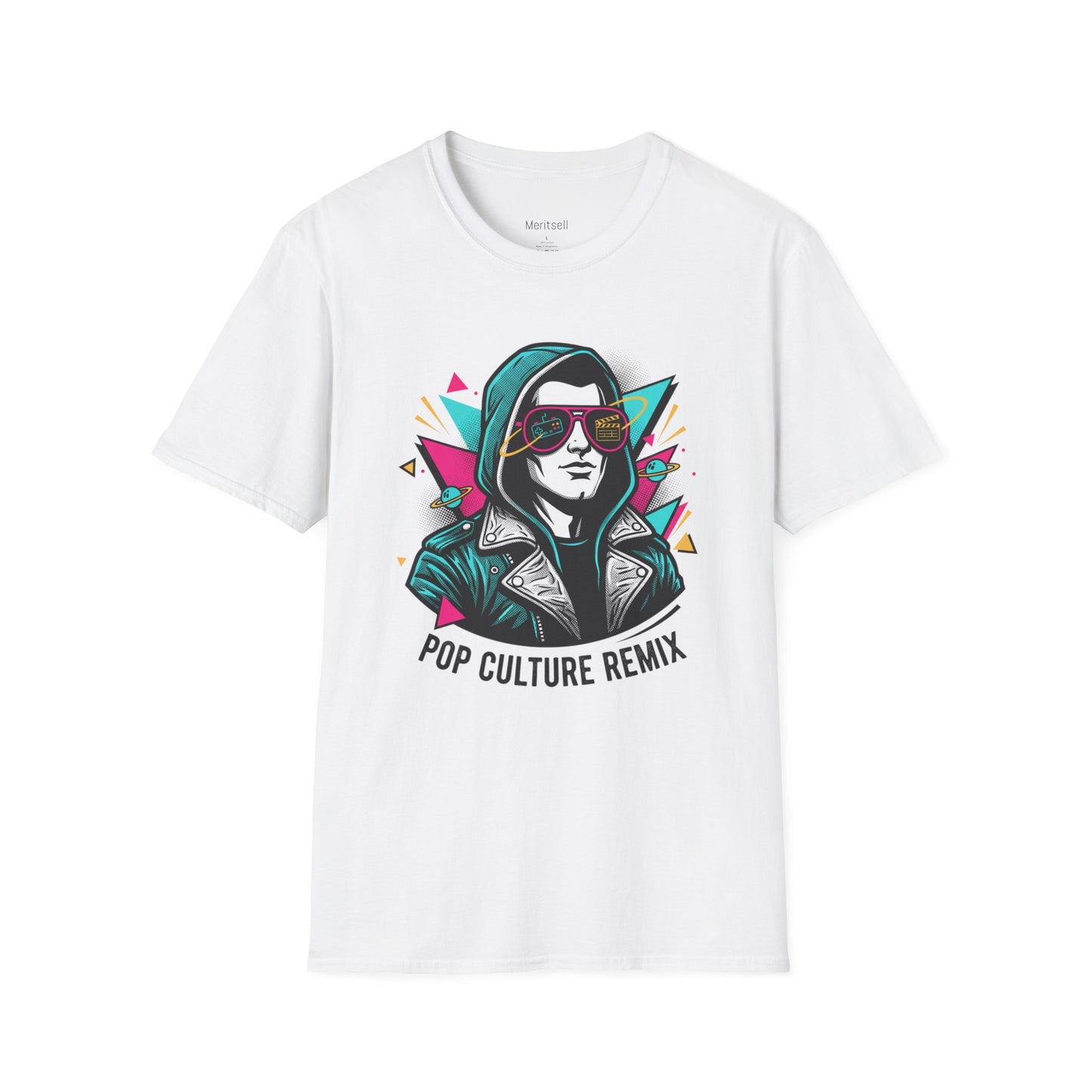 Pop Culture Remix T-Shirt — Retro Neon Hoodie Portrait Graphic Tee