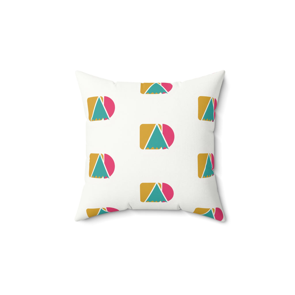 Geometric Retro Campsite Faux Suede Pillow