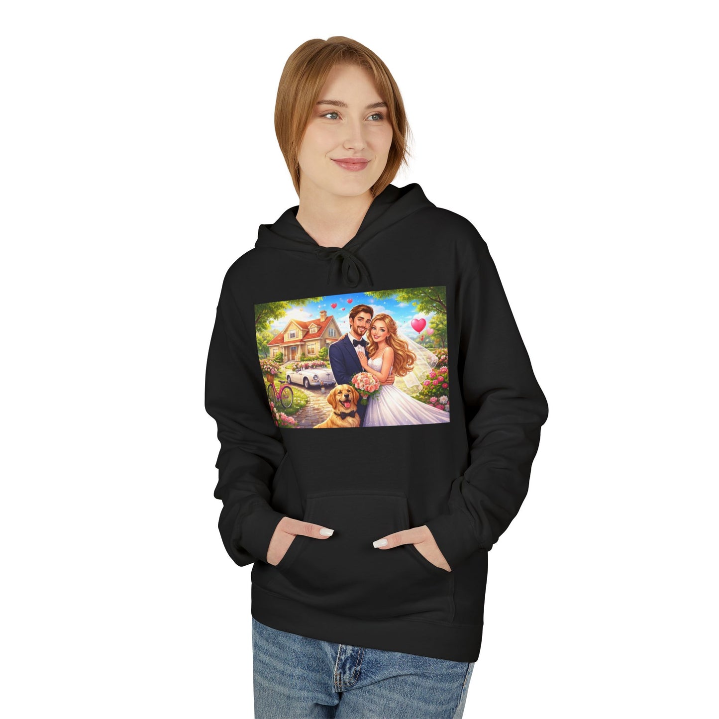 Wedding Couple Hoodie — Romantic Bride & Groom Portrait Pullover