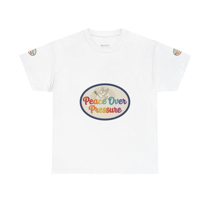 Peace Over Pressure T-Shirt — Retro Rainbow Dove Tee