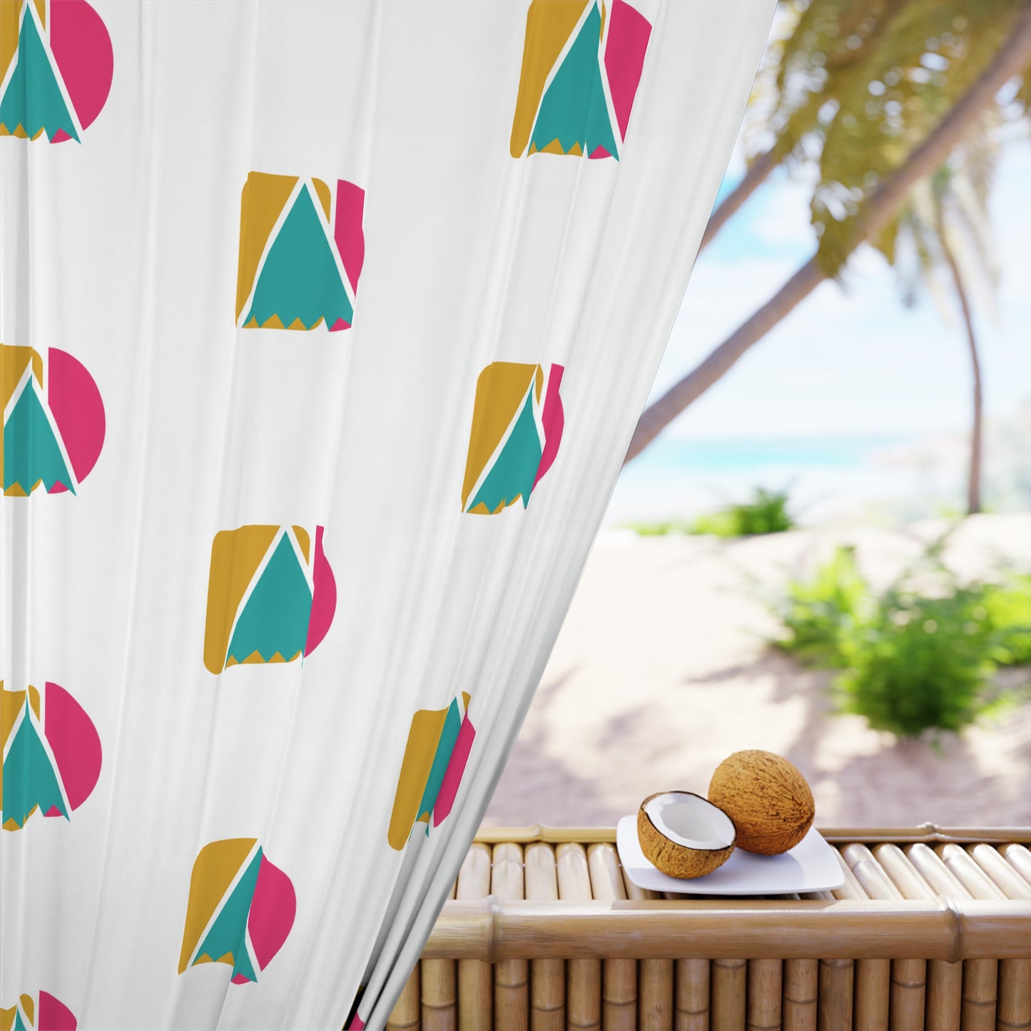 Geometric Color Block Curtain Panel — Modern Mid-Century Window Drapery